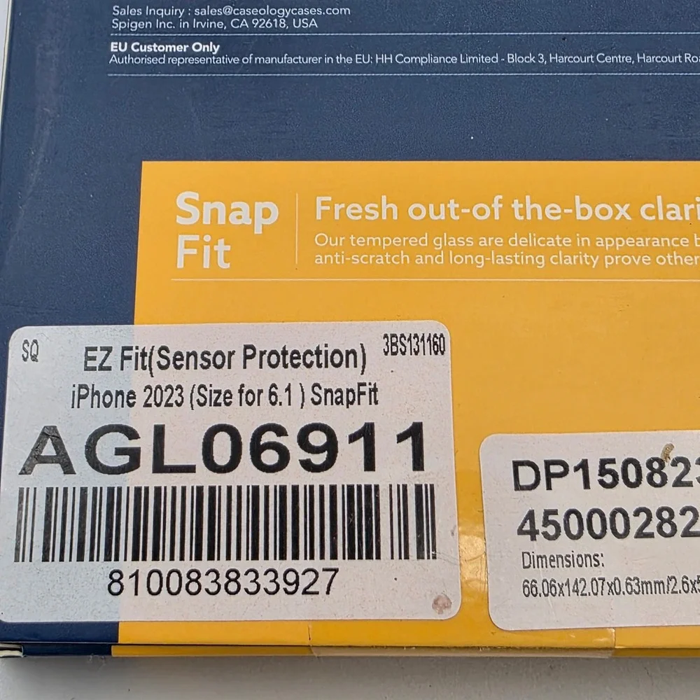 Caseology SnapFit Screen Protector iPhone 15 6.1 Clear New 9H Hardness 2 Pack